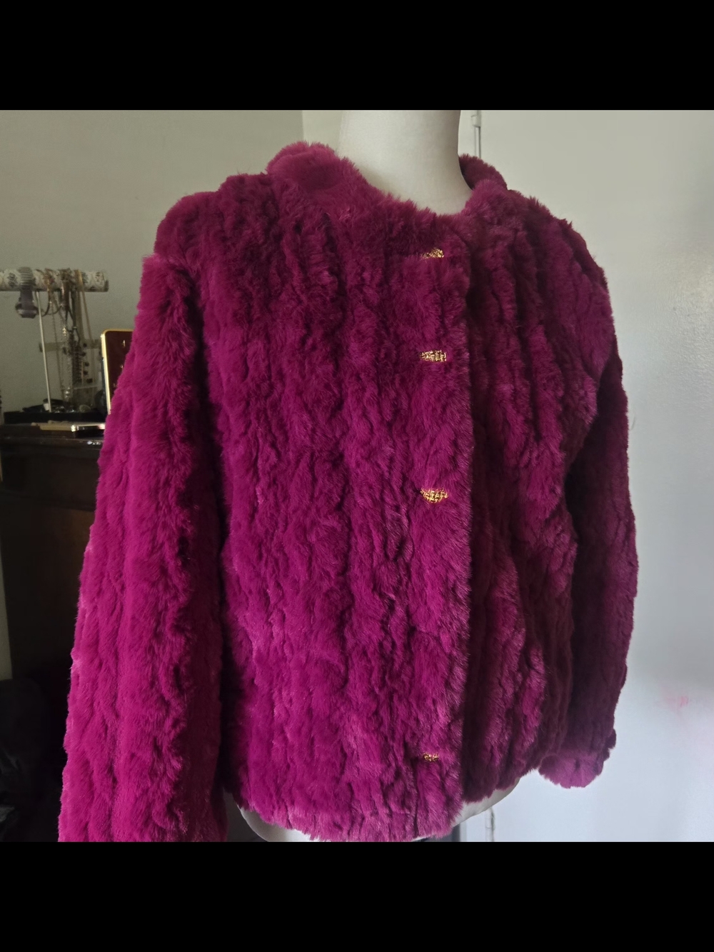 Fuchsia Faux Fur Women's Coat - Elegant Plush Jacket